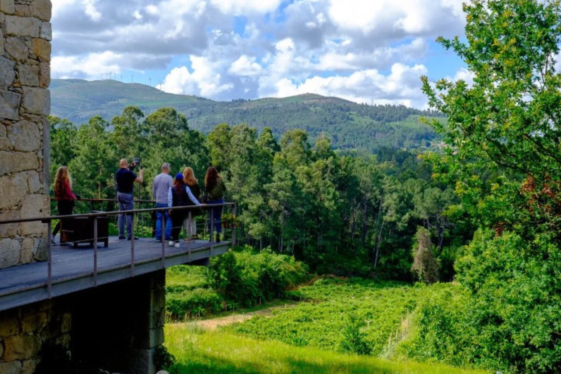 Visitors enjoying panoramic landscapes in Alto Minho, Northern Portugal