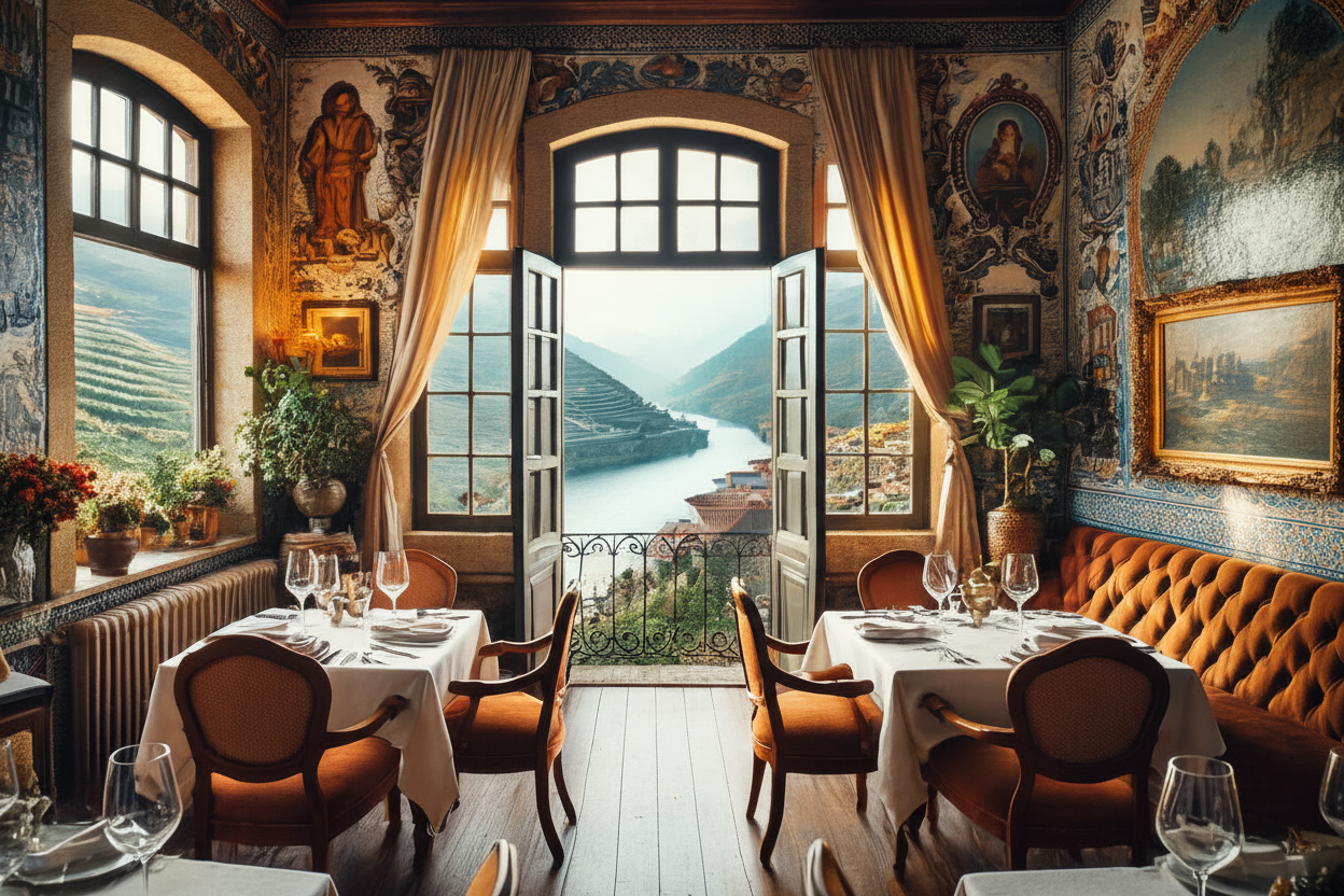 Restaurante premium com vista para o Douro — almoço regional harmonizado